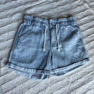 Maurices High Waisted Trash bag Jean Shorts with Drawstring